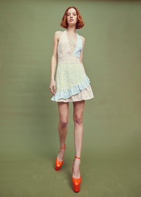 Josie Halterneck Mini Dress - Floral Colour